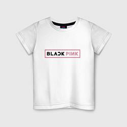 Футболка хлопковая детская Black pink - emblem, цвет: белый