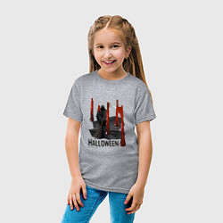 Футболка хлопковая детская Хэллоуин тусовка на кладбище, цвет: меланж — фото 2