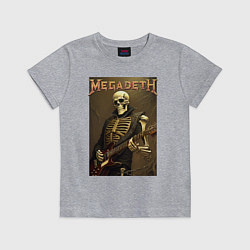 Футболка хлопковая детская Megadeth - skeleton - heavy metal, цвет: меланж