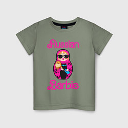 Футболка хлопковая детская Барби русская, цвет: авокадо