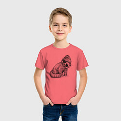 Футболка хлопковая детская Малая панда хипстер, цвет: коралловый — фото 2