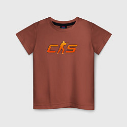 Футболка хлопковая детская CS 2 orange logo, цвет: кирпичный