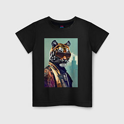 Детская футболка Чувак-тигр в тёмных очках - босс - нейросеть