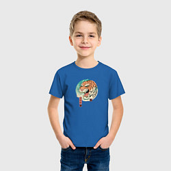 Футболка хлопковая детская Tiger in Japanese style, цвет: синий — фото 2