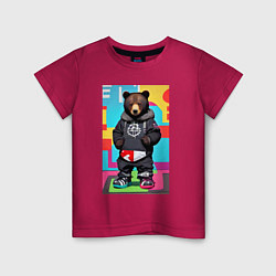 Детская футболка Прикольный мишутка - поп-арт - нейросеть