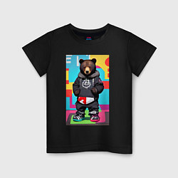 Детская футболка Прикольный мишутка - поп-арт - нейросеть