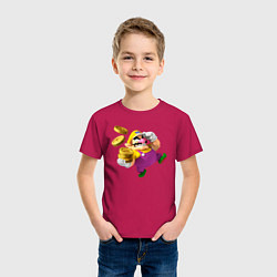 Футболка хлопковая детская Варио, цвет: маджента — фото 2