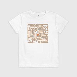 Футболка хлопковая детская Лабиринт- головоломка цель, цвет: белый