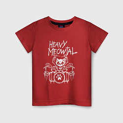 Футболка хлопковая детская Heavy Meowtal - кошачья музыка, цвет: красный