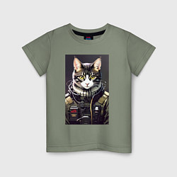 Детская футболка Крутой кот - киберпанк - нейросеть
