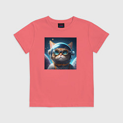 Детская футболка Котик космонавт в очках в космосе