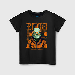 Детская футболка Лучший работник равно зомби Франкинштейн