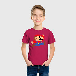 Футболка хлопковая детская Пиксельный Марио, цвет: маджента — фото 2