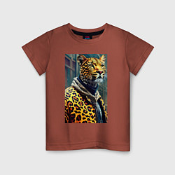 Детская футболка Крутой леопард житель мегаполиса