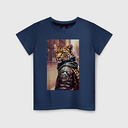 Детская футболка Cool leopard - urban style - neural network