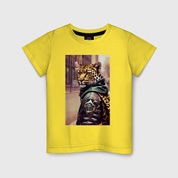 Детская футболка Cool leopard - urban style - neural network