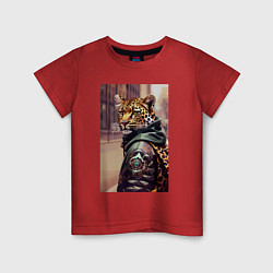 Детская футболка Cool leopard - urban style - neural network
