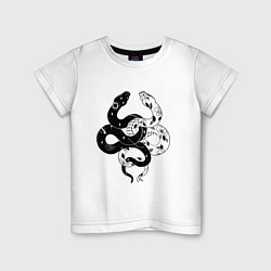 Детская футболка Змеи инь и янь - черное белое