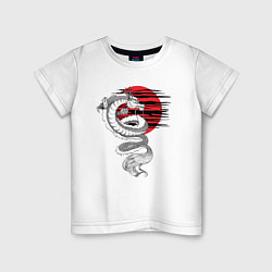 Детская футболка Тату японский дракон с красным солнцем