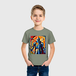 Футболка хлопковая детская Средневековый рыцарь в доспехах, цвет: авокадо — фото 2