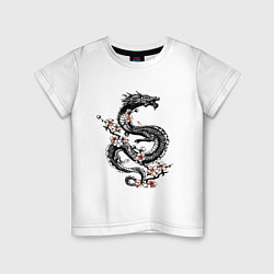 Детская футболка Дракон с цветущей сакурой
