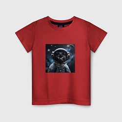 Детская футболка Черный котик космонавт