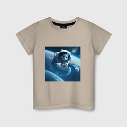 Детская футболка Голубой котик космонавт