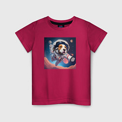 Футболка хлопковая детская Собака в космосе, цвет: маджента