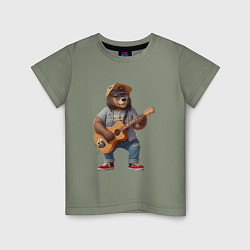 Детская футболка Брутальный медведь с гитарой