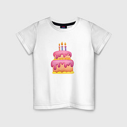 Детская футболка Розовый торт со свечками