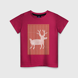 Детская футболка Новогодний олень орнамент вязанный свитер