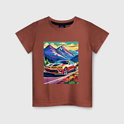 Детская футболка Авто на фоне гор