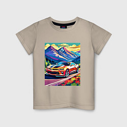 Детская футболка Авто на фоне гор