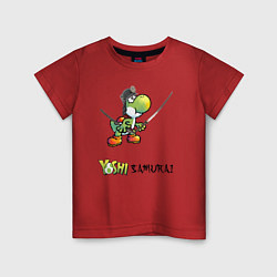 Футболка хлопковая детская Йоши самурай с катаной, цвет: красный