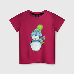 Детская футболка Милый пингвин в шапочке
