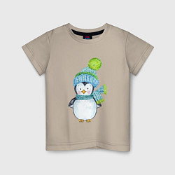 Детская футболка Милый пингвин в шапочке