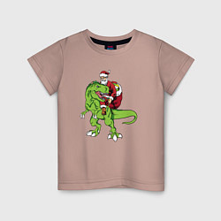Детская футболка Санта на динозавре