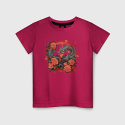 Детская футболка Дракон в розах