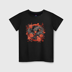 Детская футболка Дракон в розах