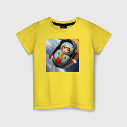 Футболка хлопковая детская Матрешка астронавт, цвет: желтый
