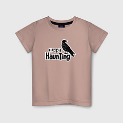 Детская футболка Happy hunting ворон черный к хэллоуину