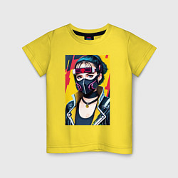 Детская футболка Девчонка в маске - киберпанк - нейросеть
