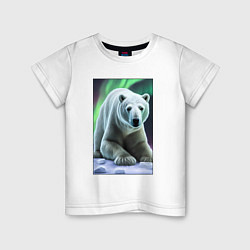 Детская футболка Полярный медведь на снегу