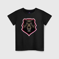 Футболка хлопковая детская Bear head, цвет: черный