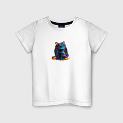 Детская футболка Озорной неоновый котенок