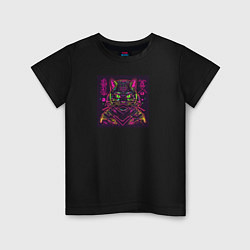 Детская футболка Неоновый кот самурай