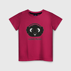 Детская футболка Голова совы в наушниках