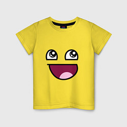 Футболка хлопковая детская Trollface глаза с улыбкой, цвет: желтый