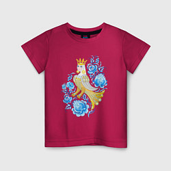 Детская футболка Птица Сирин в цветах по мотивам гжельской росписи