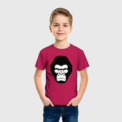 Футболка хлопковая детская Голова гориллы гравюра, цвет: маджента — фото 2